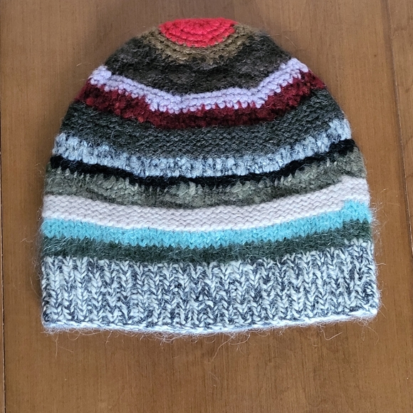 Vintage Hand Knit Striped Hat  Beanie Toque J Crew Y2K - Picture 2 of 10